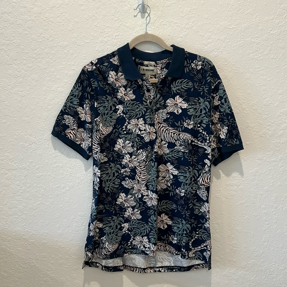 Americanino blue Hawaiian polo shirt